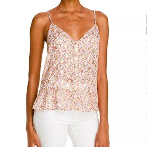 🔥SALE LINI Cordelia Button Down Ruffle Tank Top Large Ivory Bloomingdale's A56